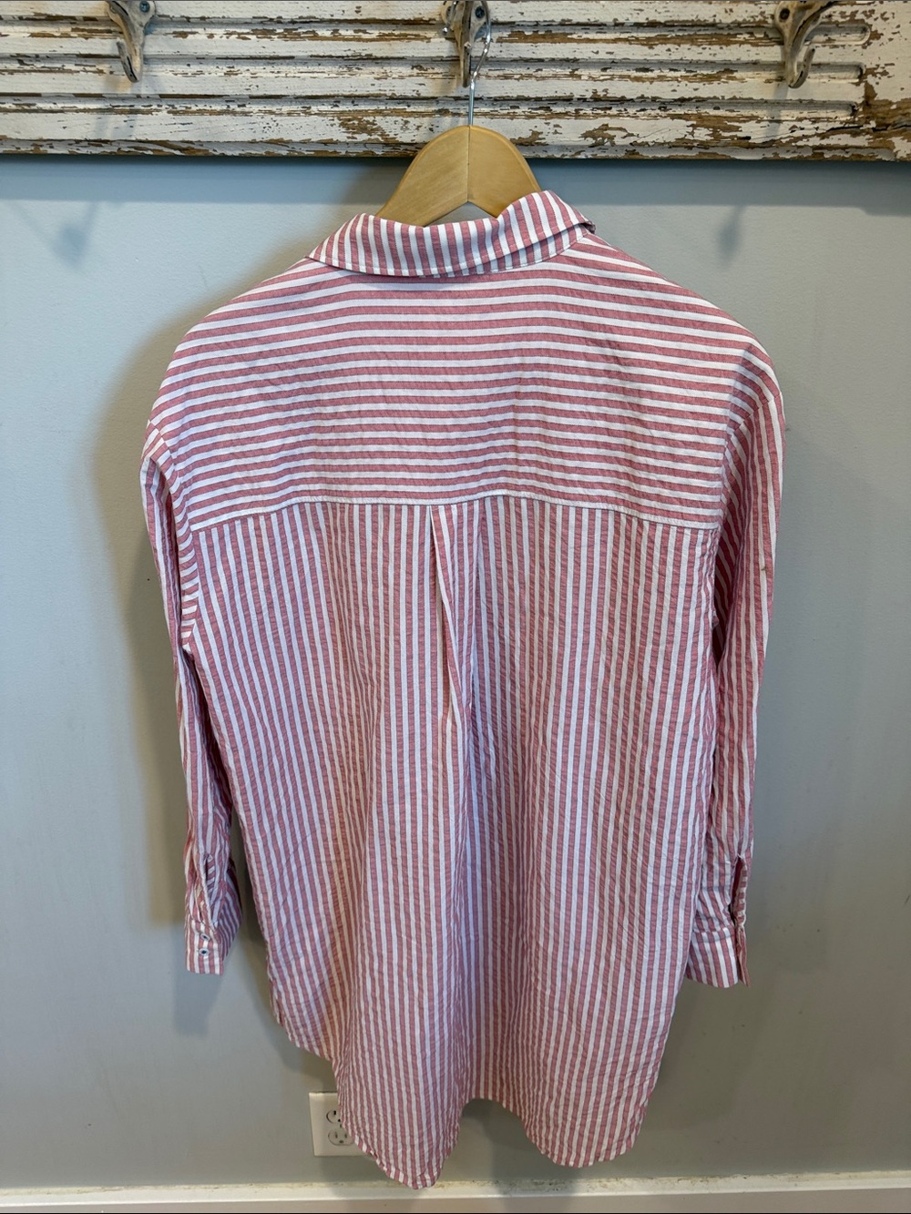 Anthropologie Oversized Striped Long-Sleeve Blouse Size Large - Picture 3 of 8